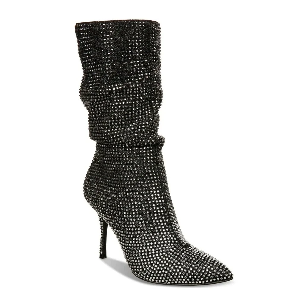 Thalia Sodi Womens 7.5 M Black Ombre Rhinestone Raquell Boots DISPLAY QI7